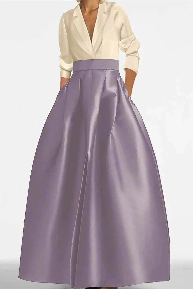A Line Jewel Neck V-Neck Long Sleeves Mother Dresses CM0342