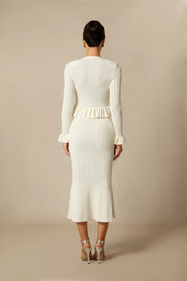 Alice Ruffle Ribbed Knit Midi Dress