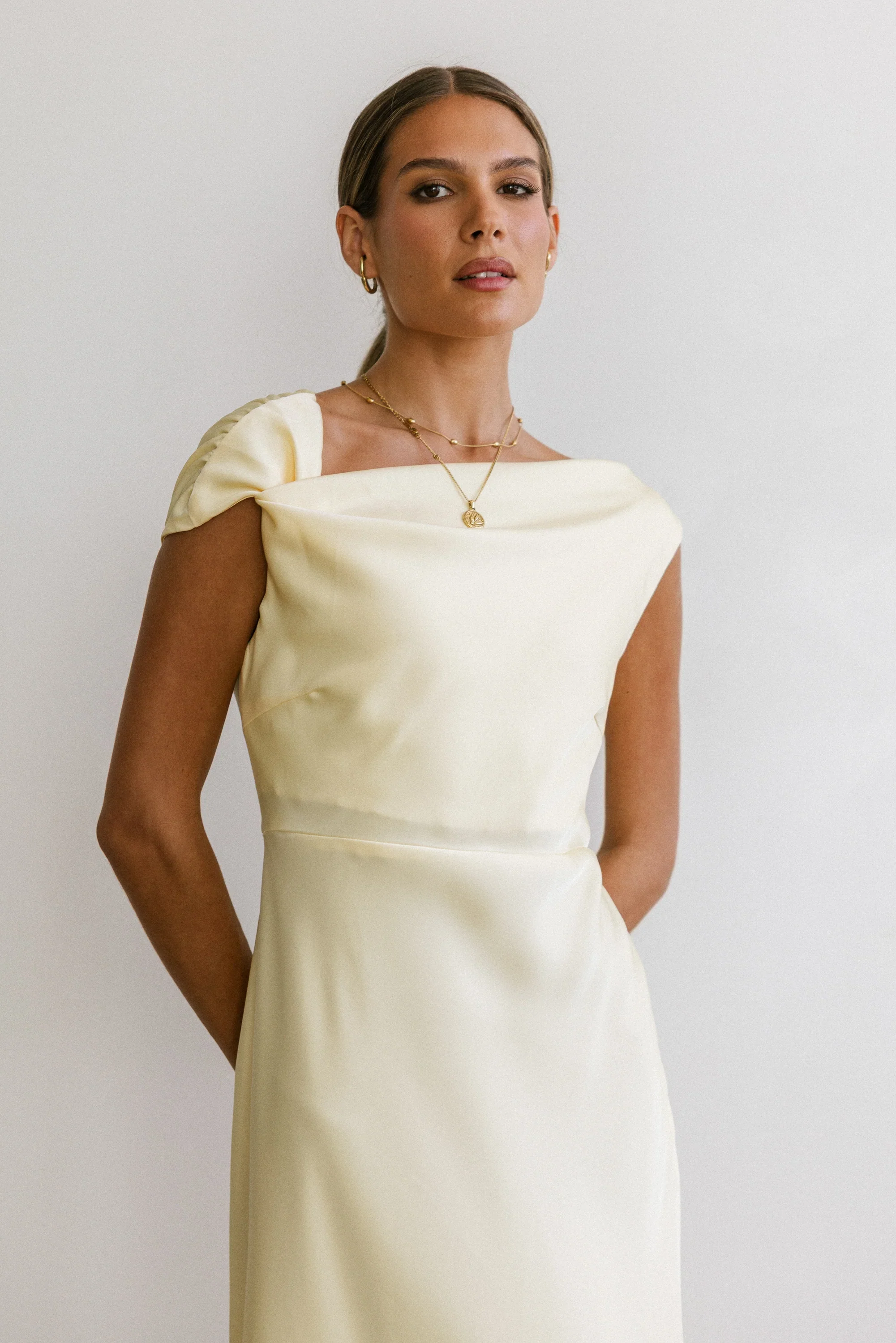 Rodney Asymmetrical Maxi Dress in Yellow