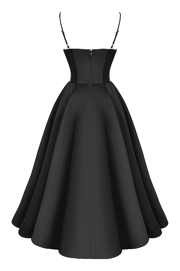 black tulle midi dress