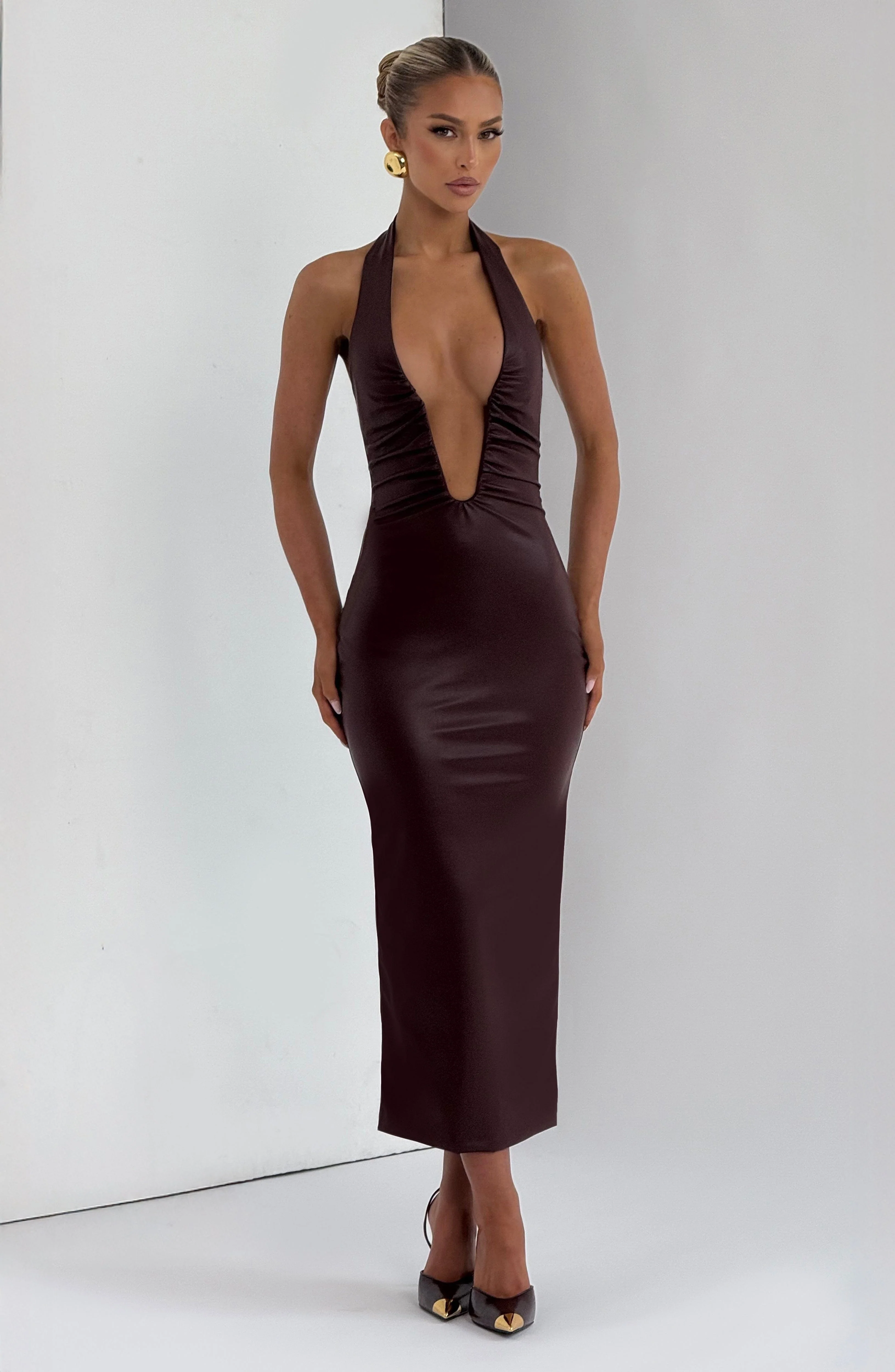 Ainsley Midi Dress - Burgundy