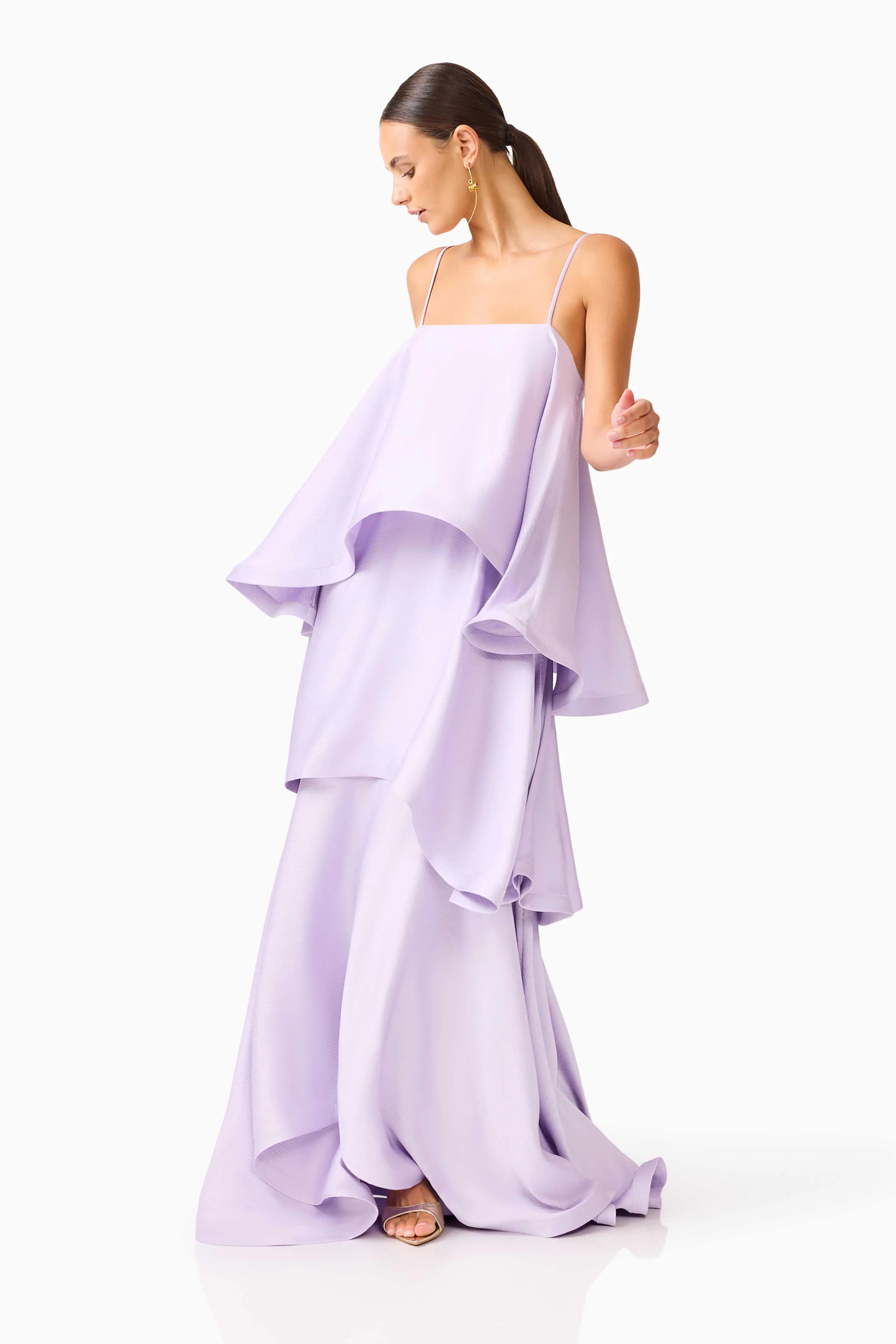 Tilly Tiered Maxi Dress in Purple