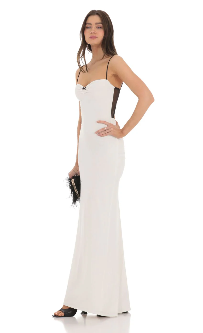 Open Back Two-Toned Maxi Dress in White - luluinthesky