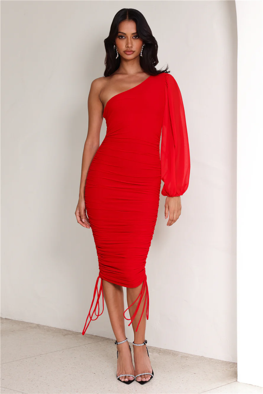 Tango Time Midi Dress Red