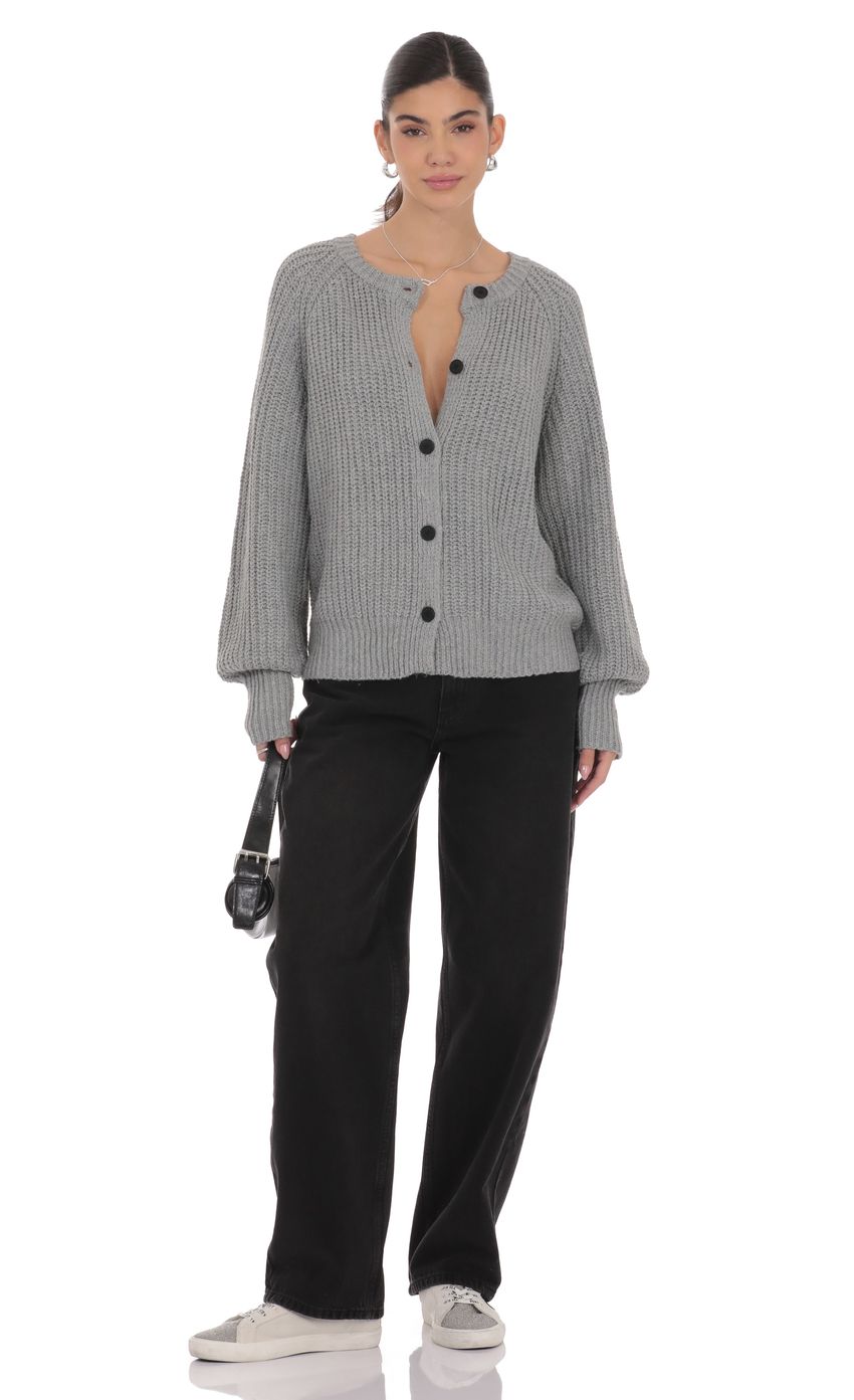 Braid Cable Knit Cardigan in Gray