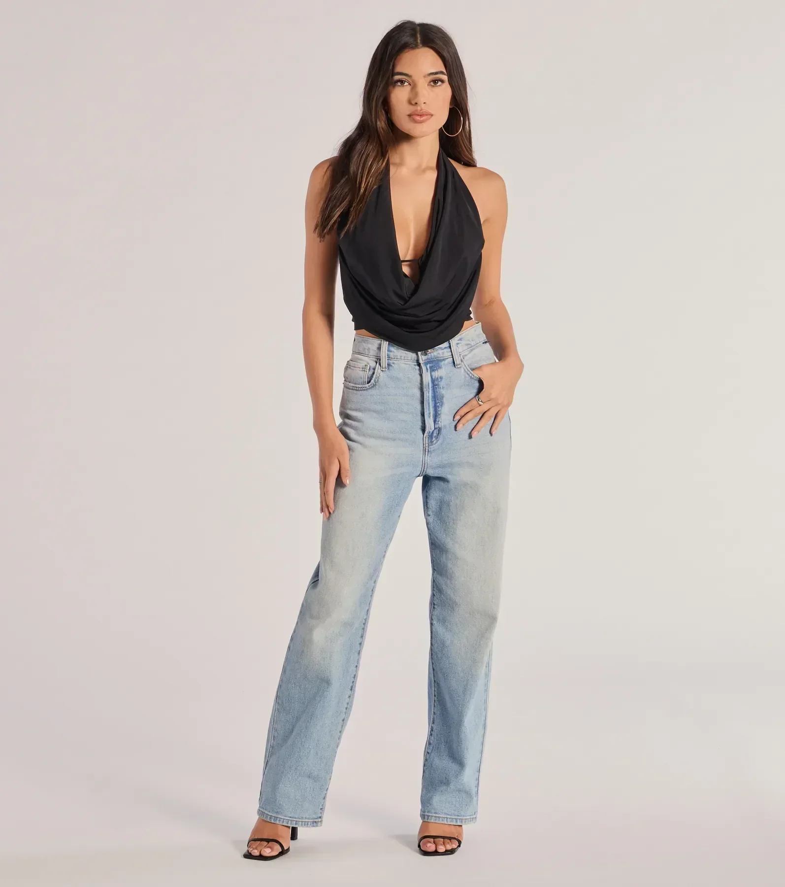 Take The Plunge Sleeveless Halter Crop Top - luluinthesky