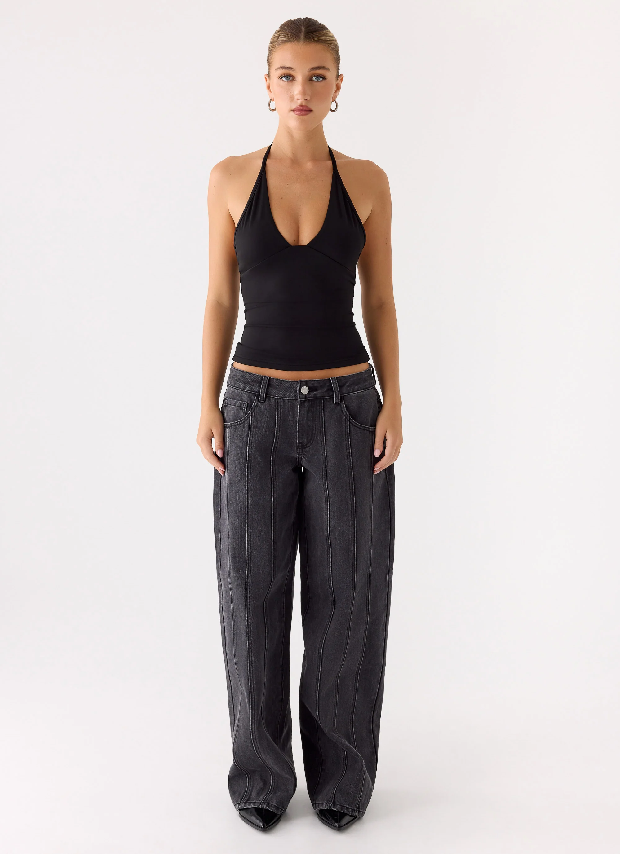 Roll Out Halter Top - Black