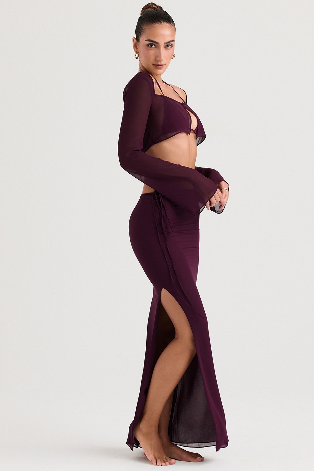 Prune Cutout Maxi Skirt