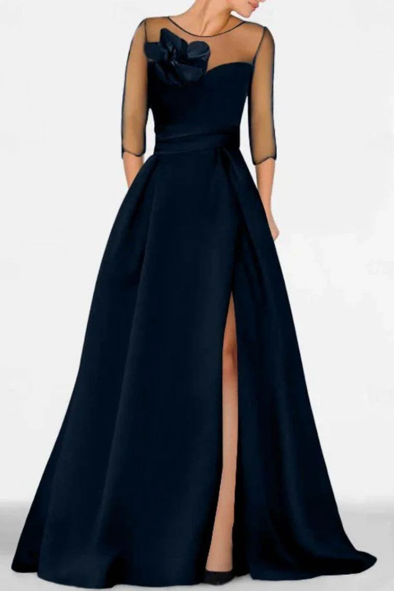 A Line Sweetheart 3/4 Sleeves High Split Mother Dresses CM0338