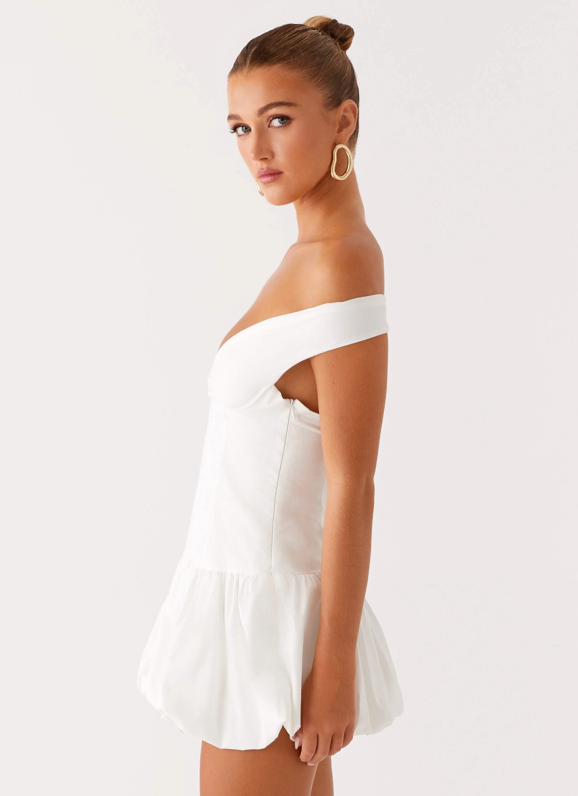 Endless Romance Off Shoulder Mini Dress - White - luluinthesky