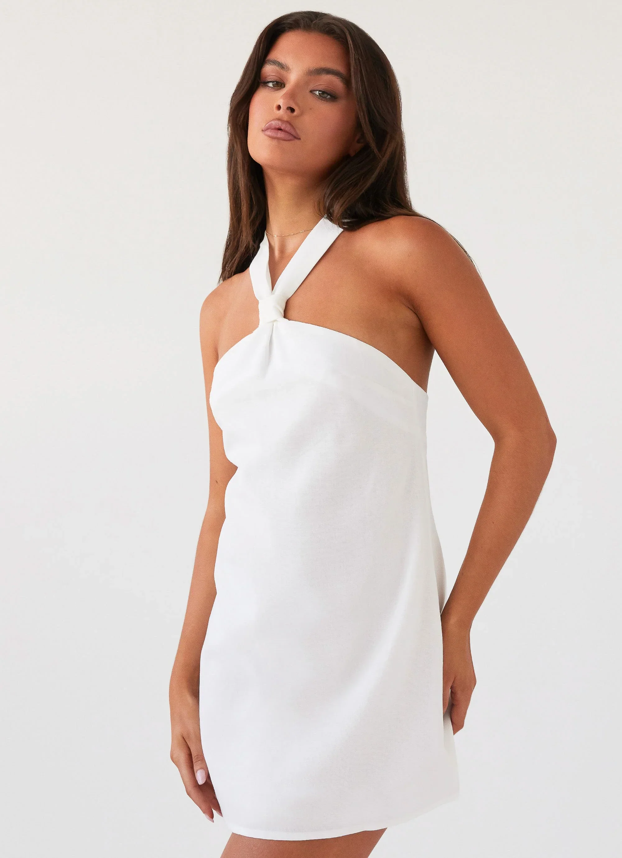 Keira Linen Micro Mini Dress - White - luluinthesky