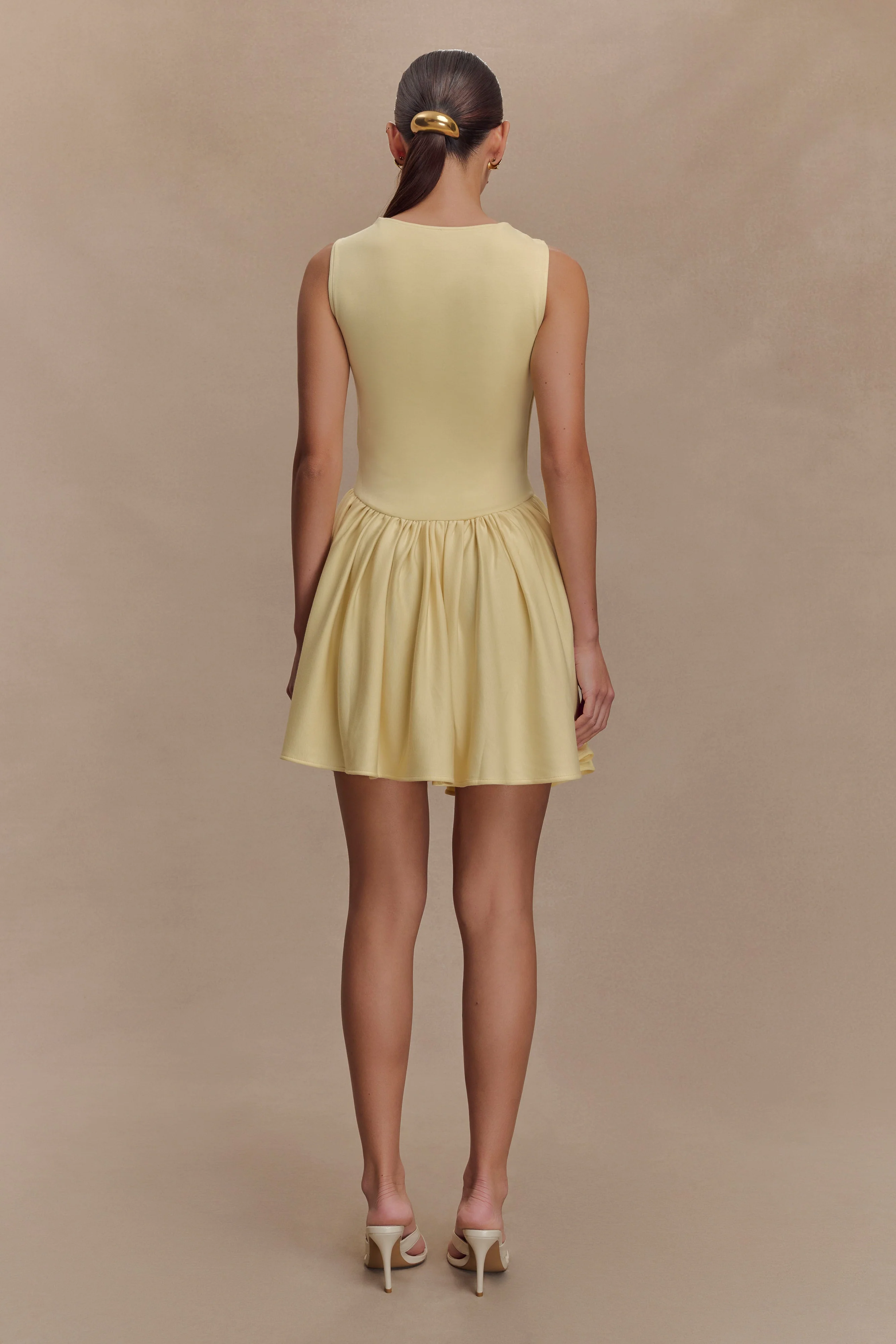 Sharon Scuba Jersey Mini Dress - Pastel Lemon