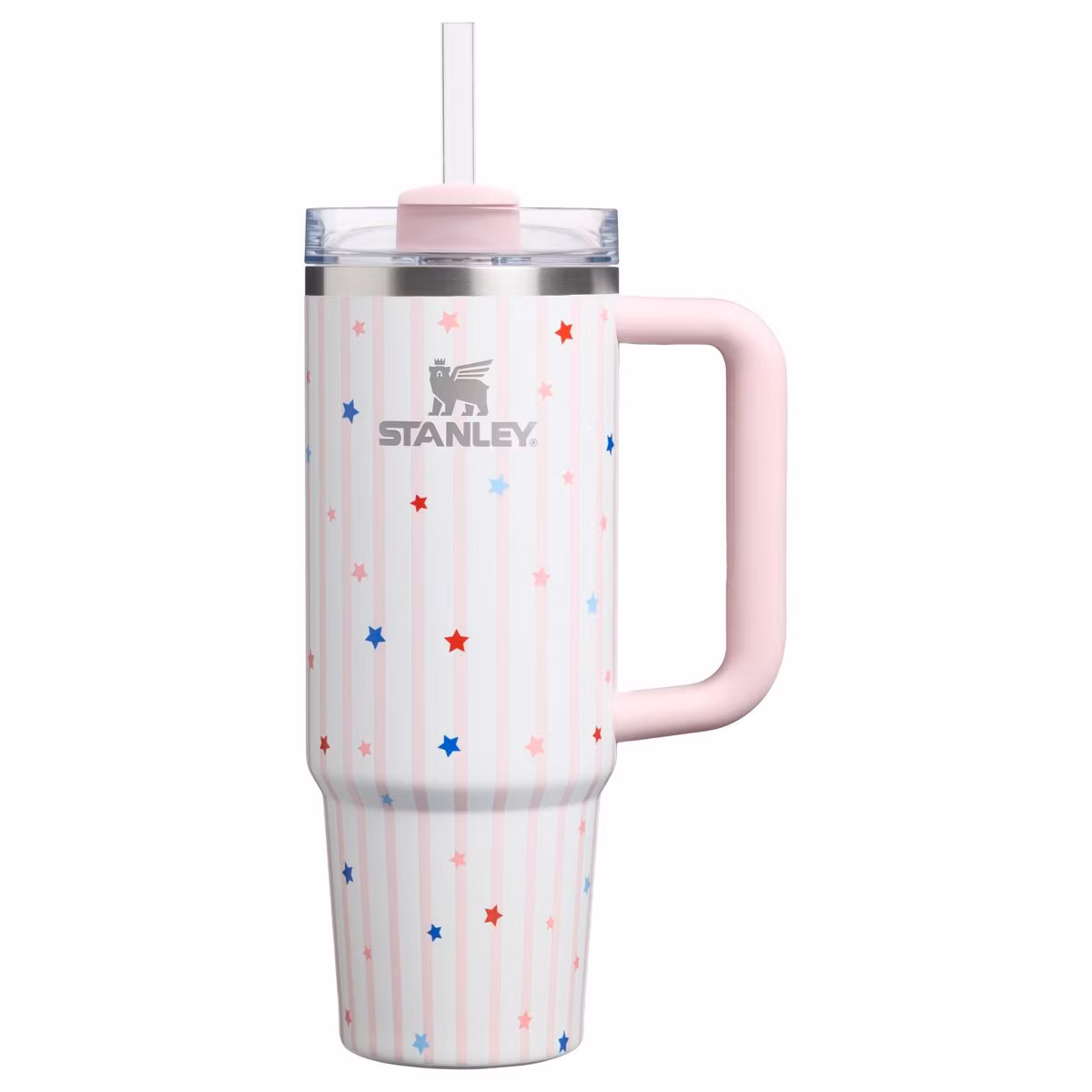 Stanley 30 oz Stainless Steel H2.0 FlowState Quencher Tumbler Pink Starry Stripes