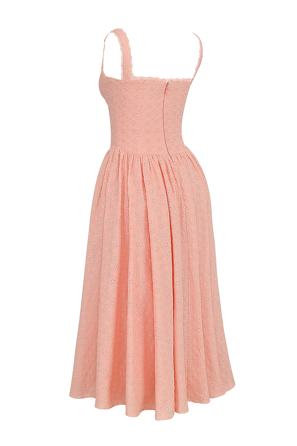 Peach Broderie Anglais Midi Sundress
