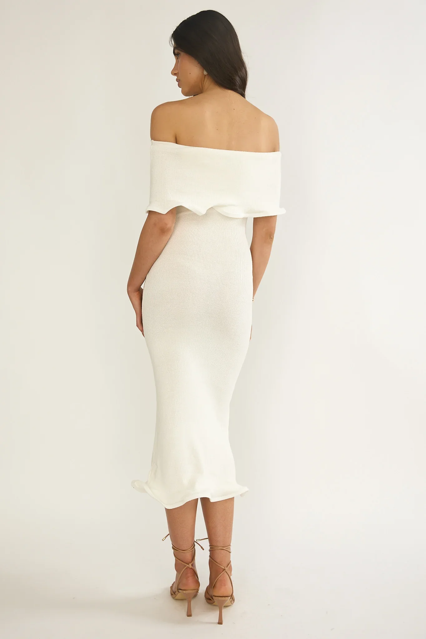 Rayna Off-Shoulder Midi Dress Ivory