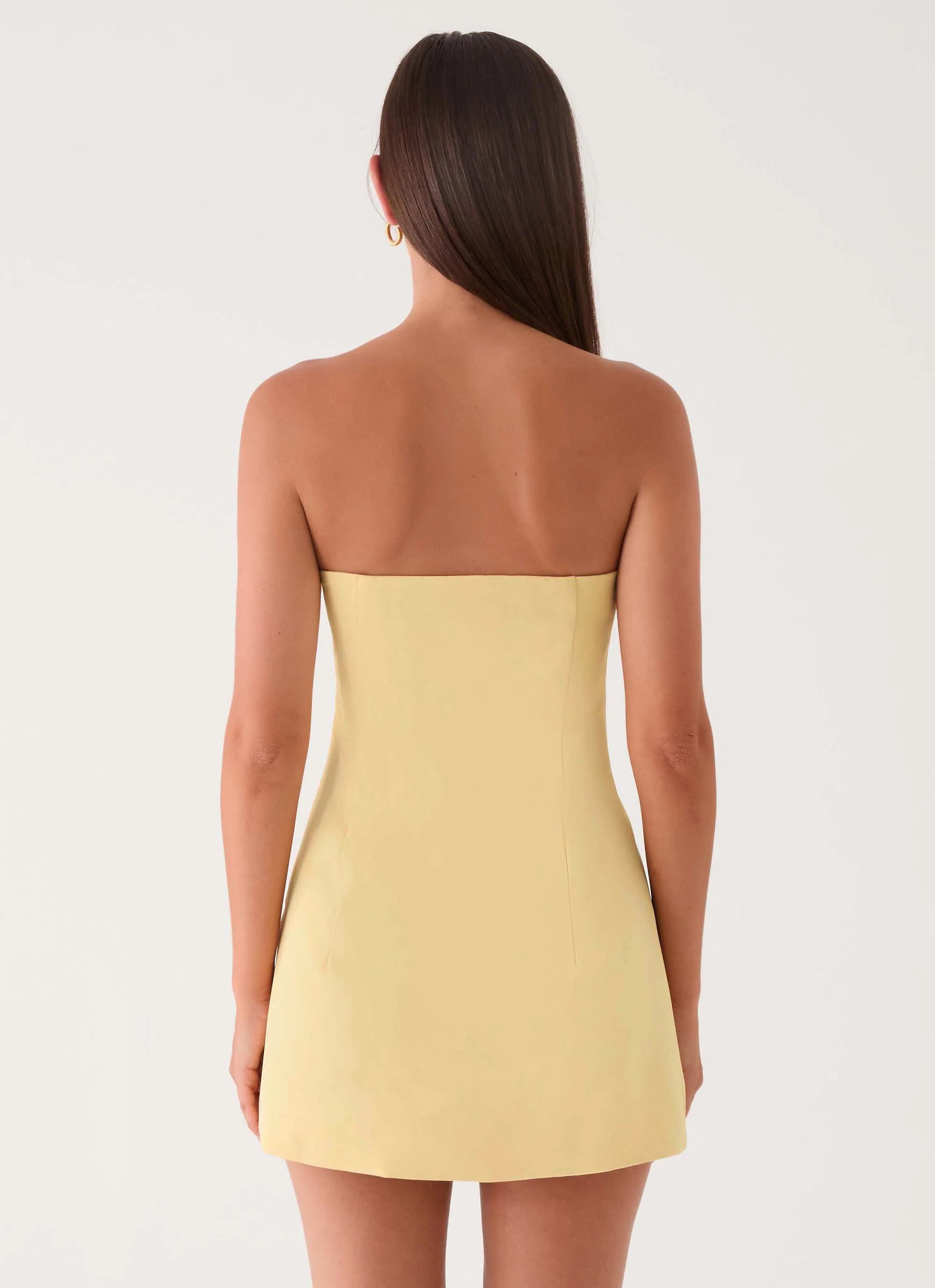 Della Strapless Mini Dress - Yellow - luluinthesky
