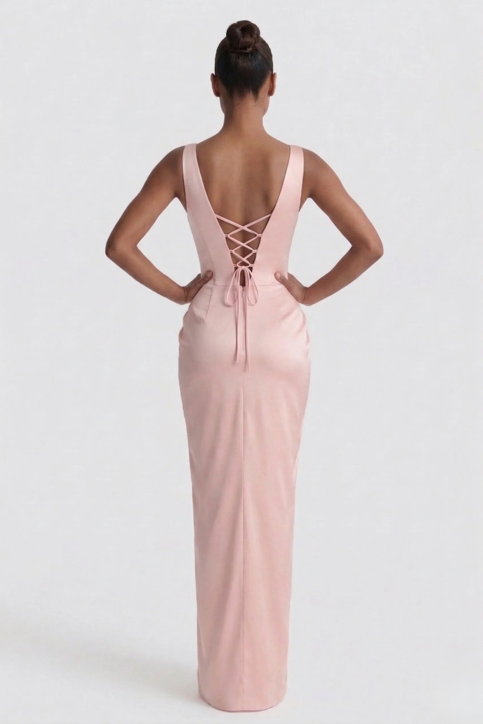 Sheath-Column Floor Length Acetate Satin Wedding Guest Dress CG0304
