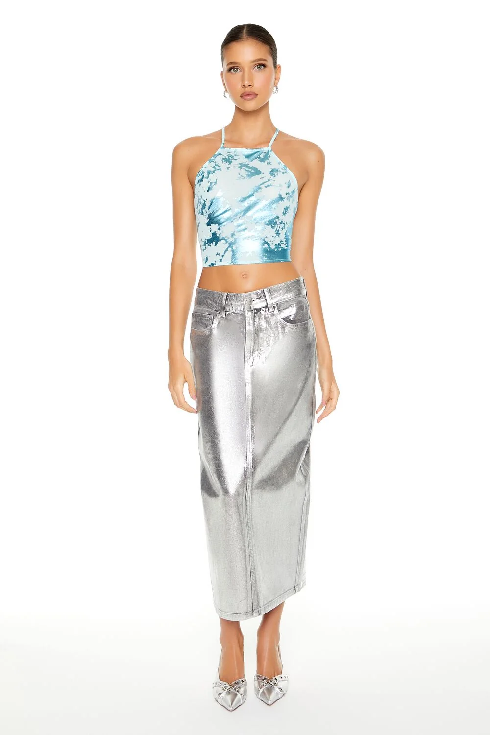Metallic Burnout Tie-Back Cami