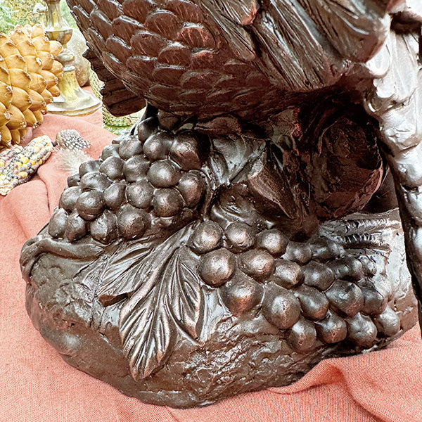 16 Inch Antique Inspired Bronze Tabletop Turkey Centerpiece