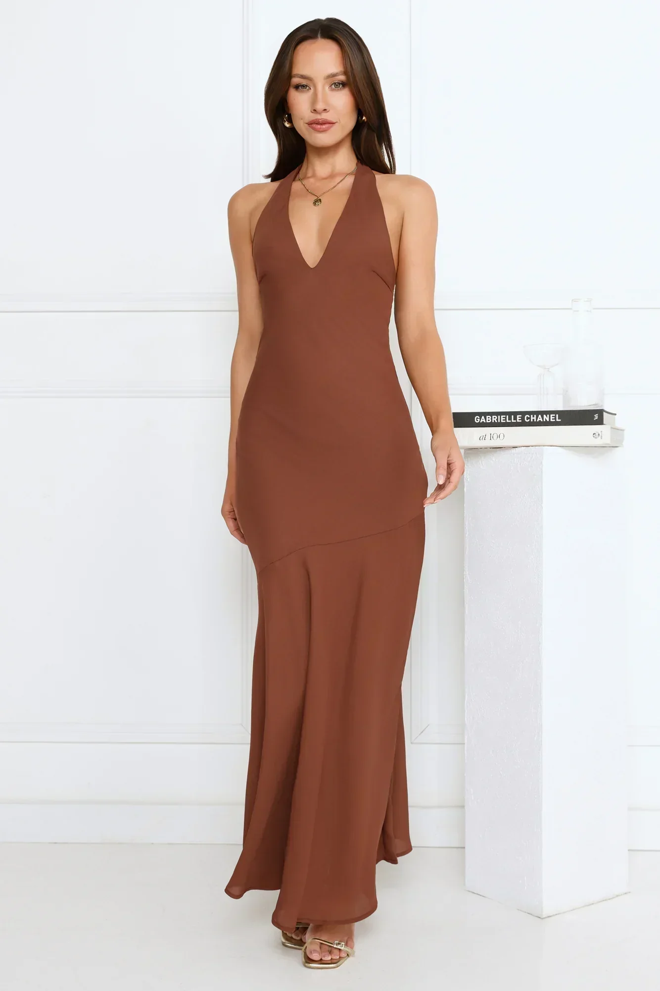 Polished Edge Halter Maxi Dress
