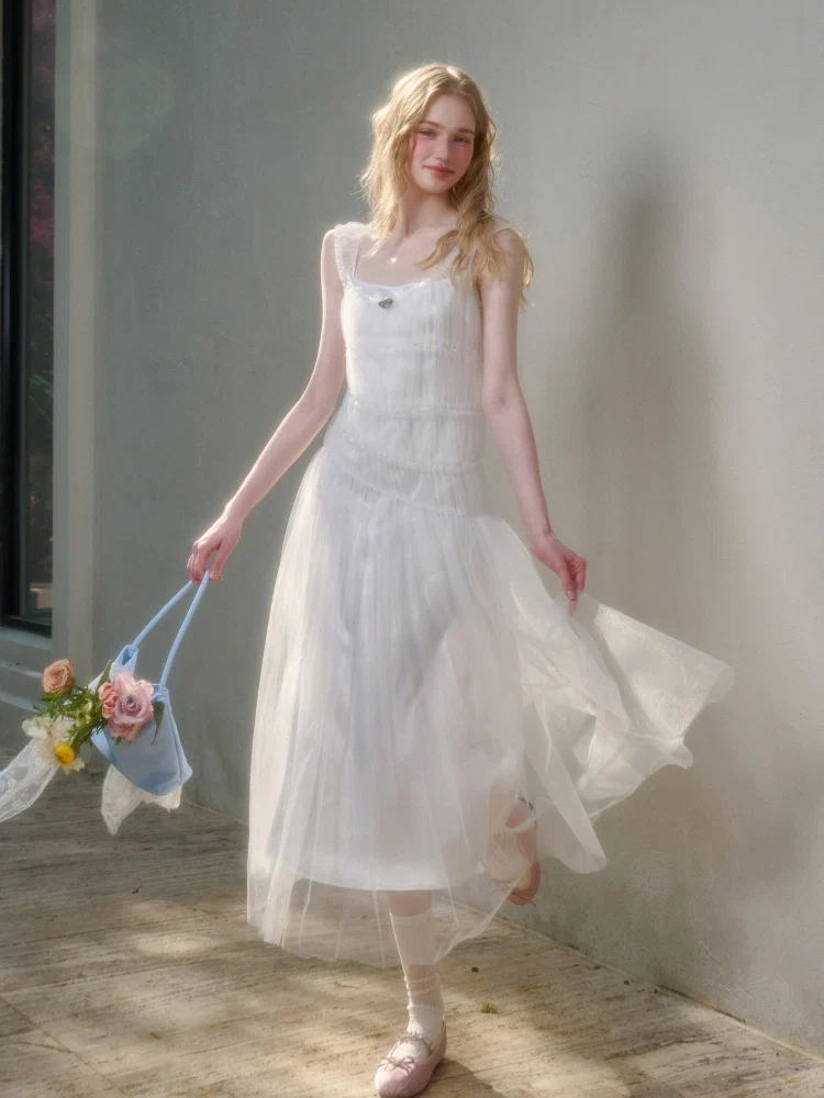 100% Soft Fluffy Tulle Long Dress
