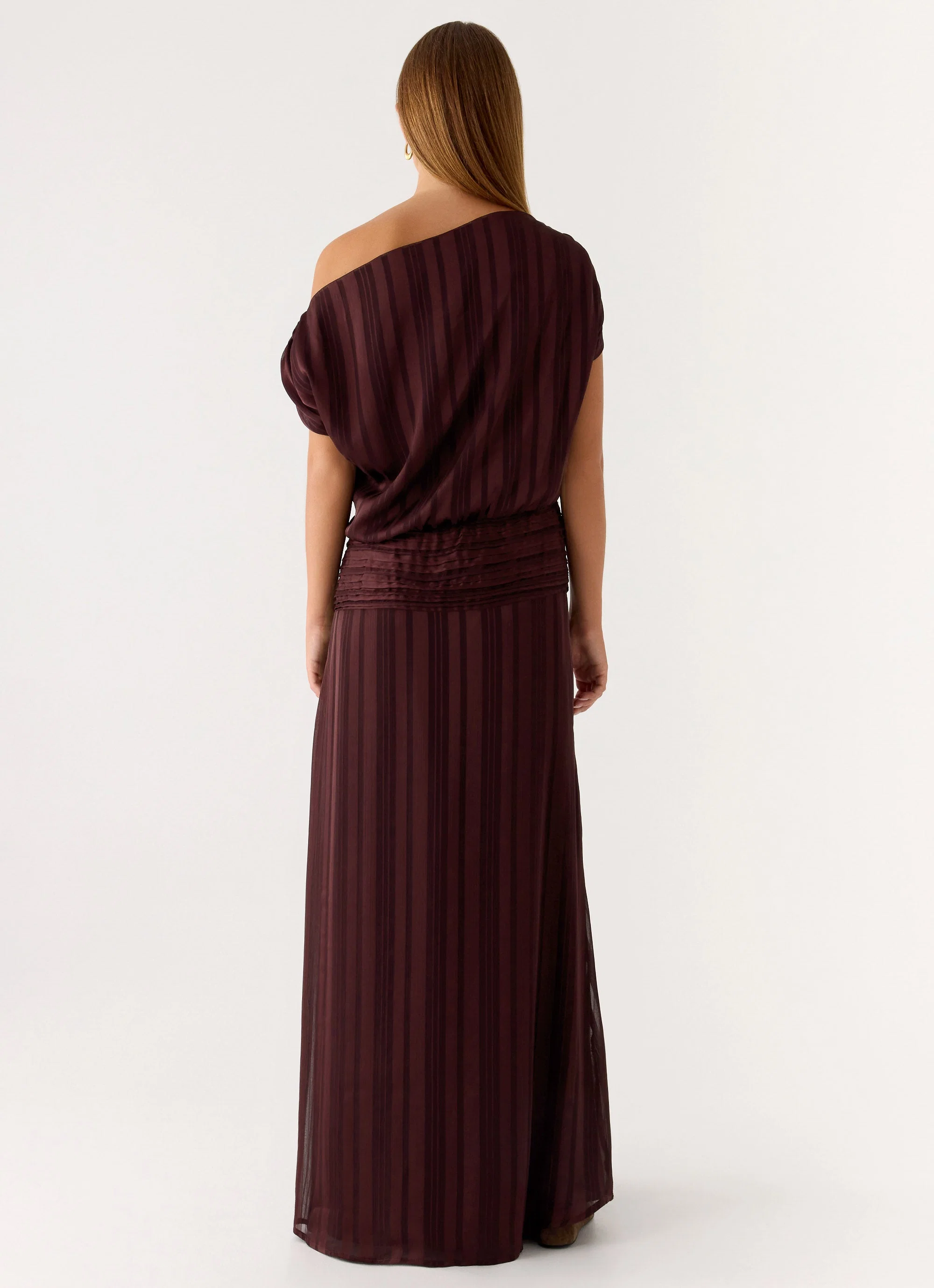 Rexi One Shoulder Maxi Dress - Aubergine Gleam