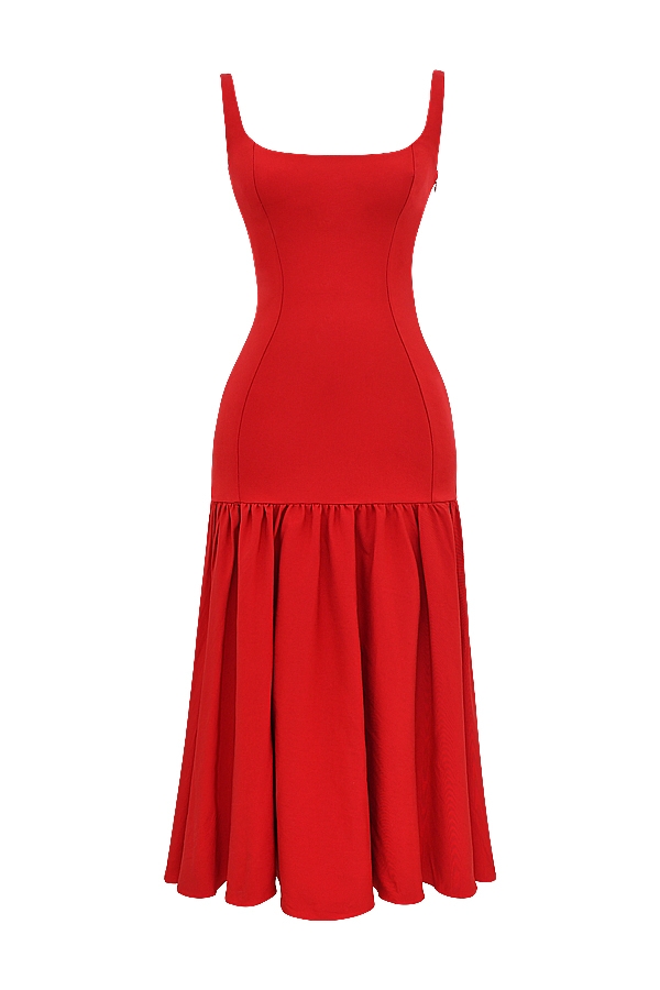 Scarlet Dropped Waist Midi Dress