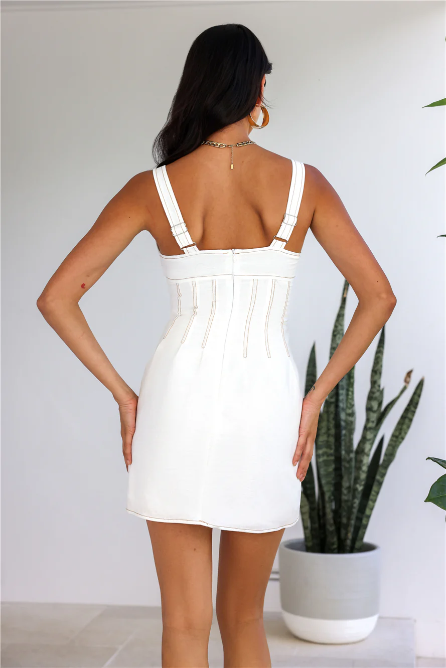 Sea Air Linen Blend Mini Dress White - luluinthesky