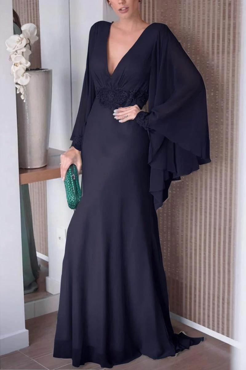 Sheath-Column Sweep-Brush Train Chiffon Mother Dress CM0077