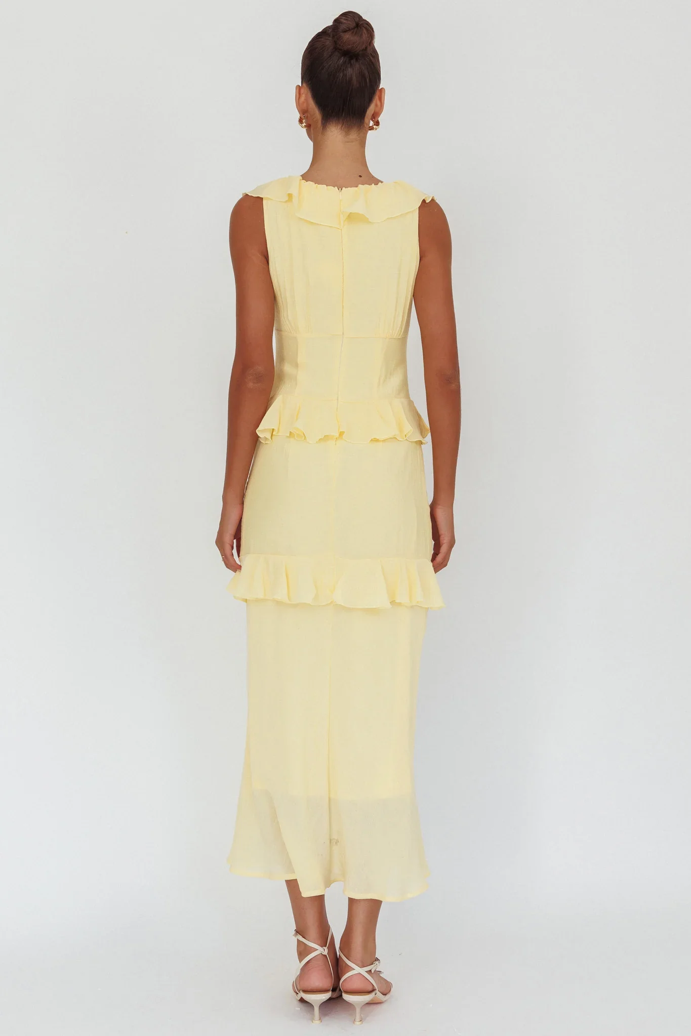 Arrabel Ruffle Trim Bust Tie Maxi Dress Banana