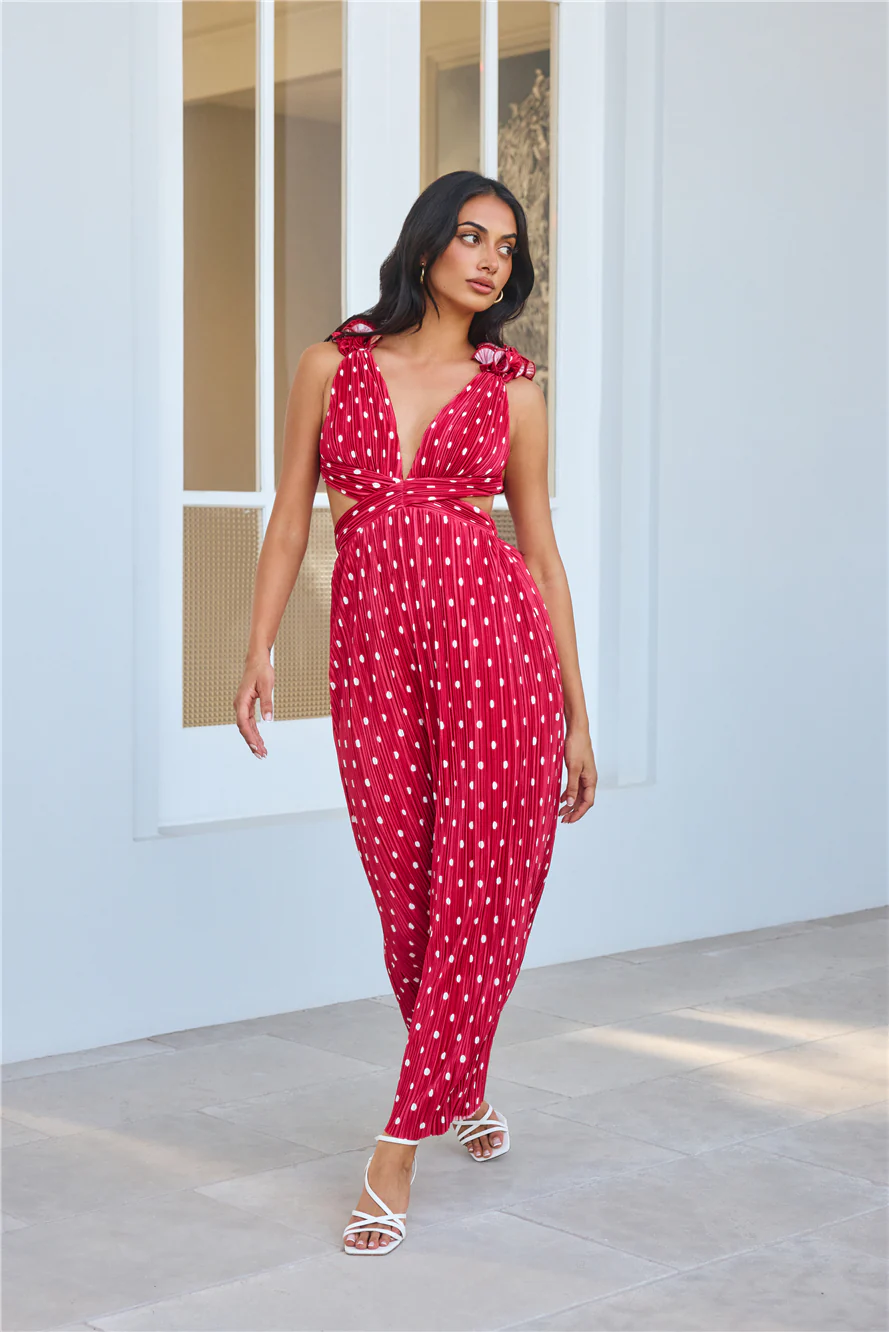 Romance Here Plisse Maxi Dress Red