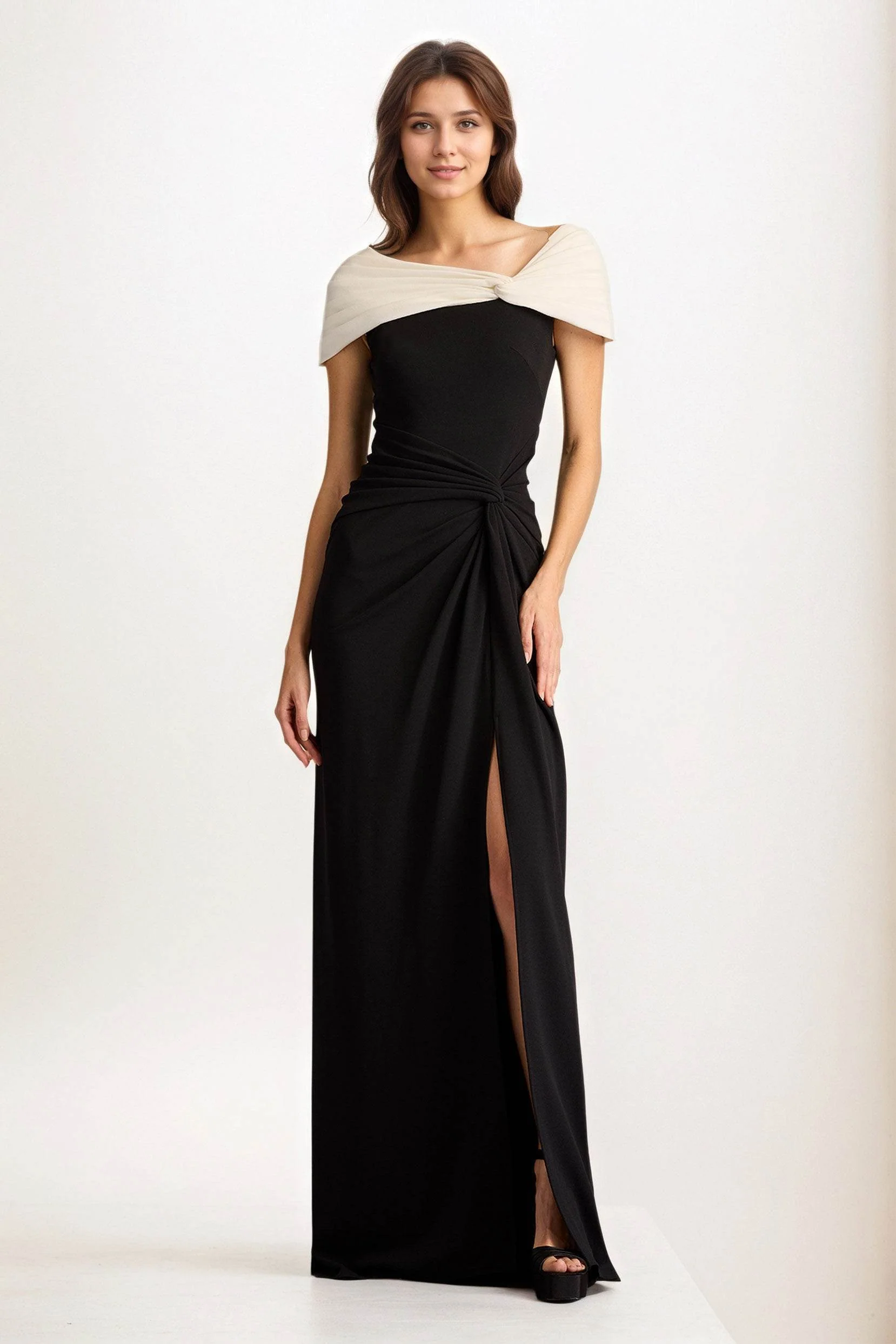 Sheath-Column Maxi Chiffon Wedding Guest Dress CG0279
