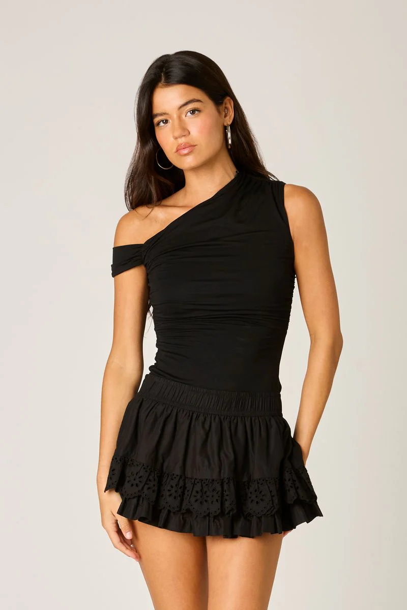 Eyelet Ruffle Mini Skirt