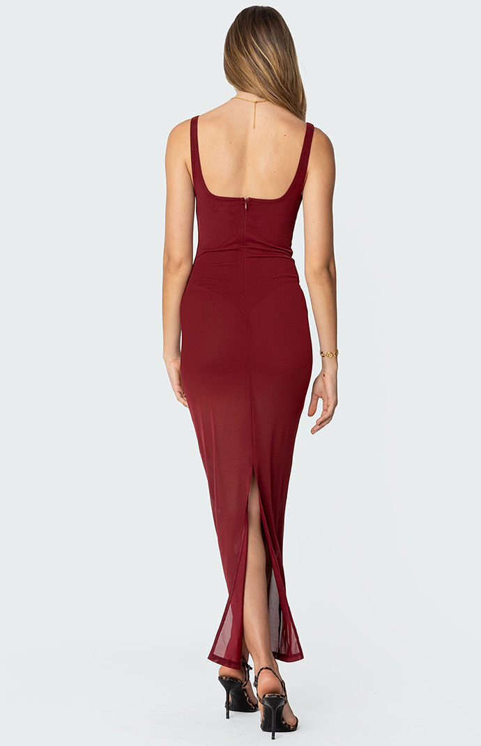 Edikted Mesh Built In Bodysuit Maxi Dress