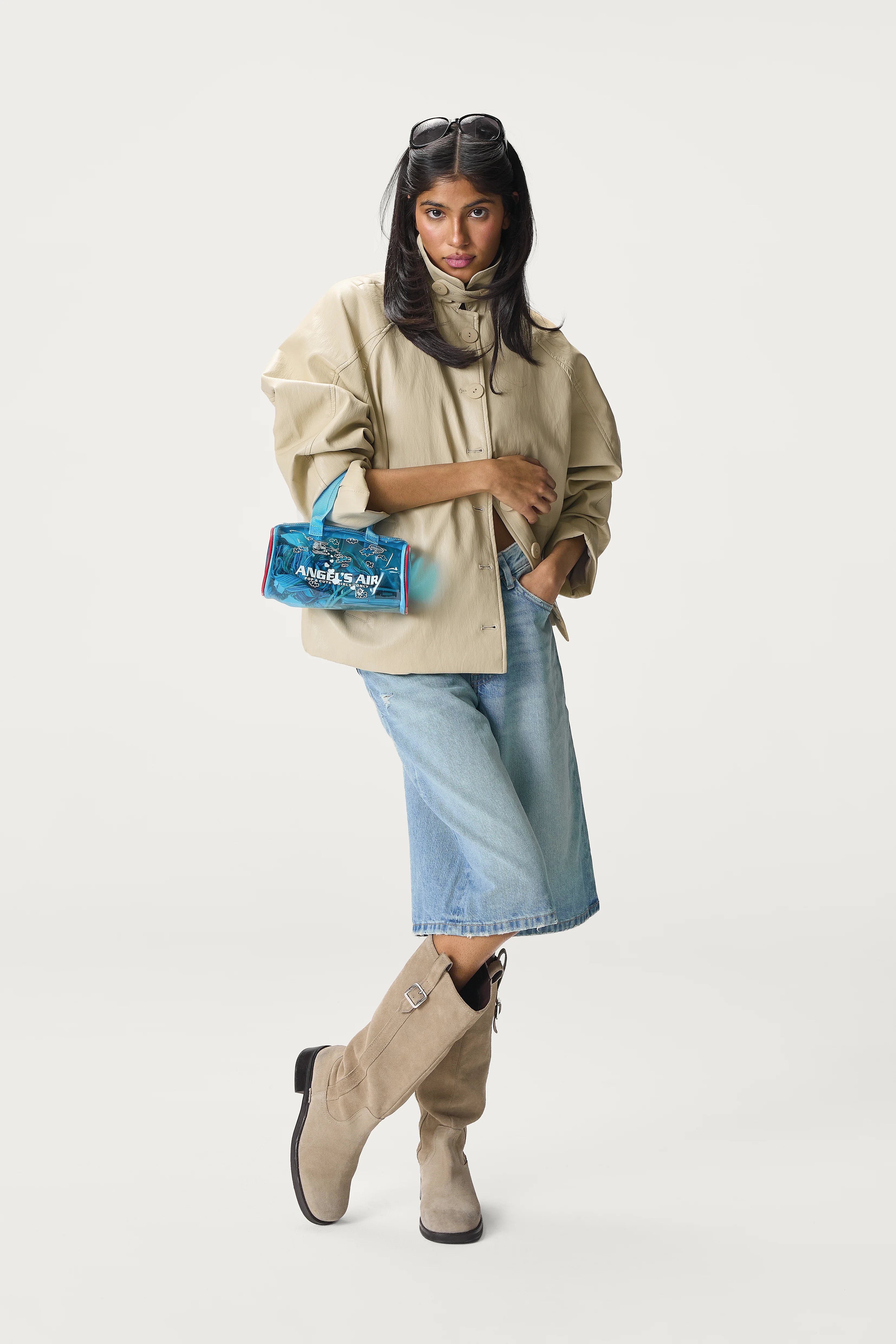 Hollies Classic Faux Leather Jacket in Beige