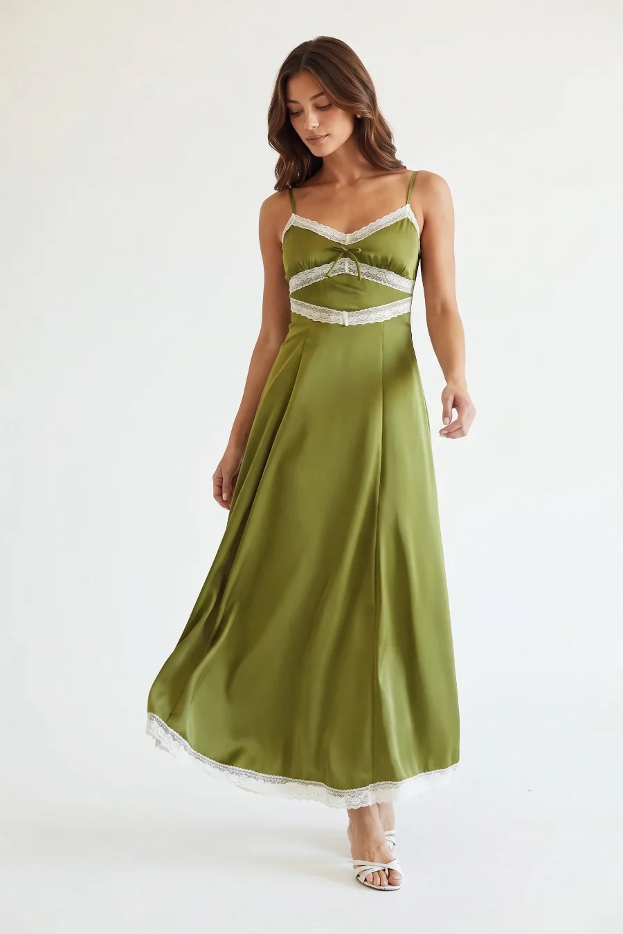 Robyn Lace Trim Satin Maxi Dress