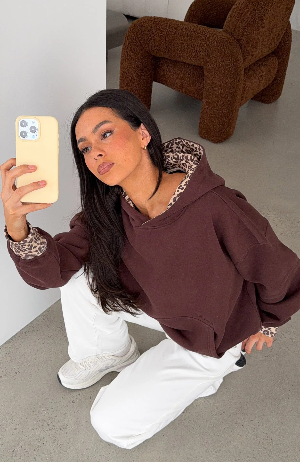 Wild Thing Leopard Oversized Hoodie Chocolate