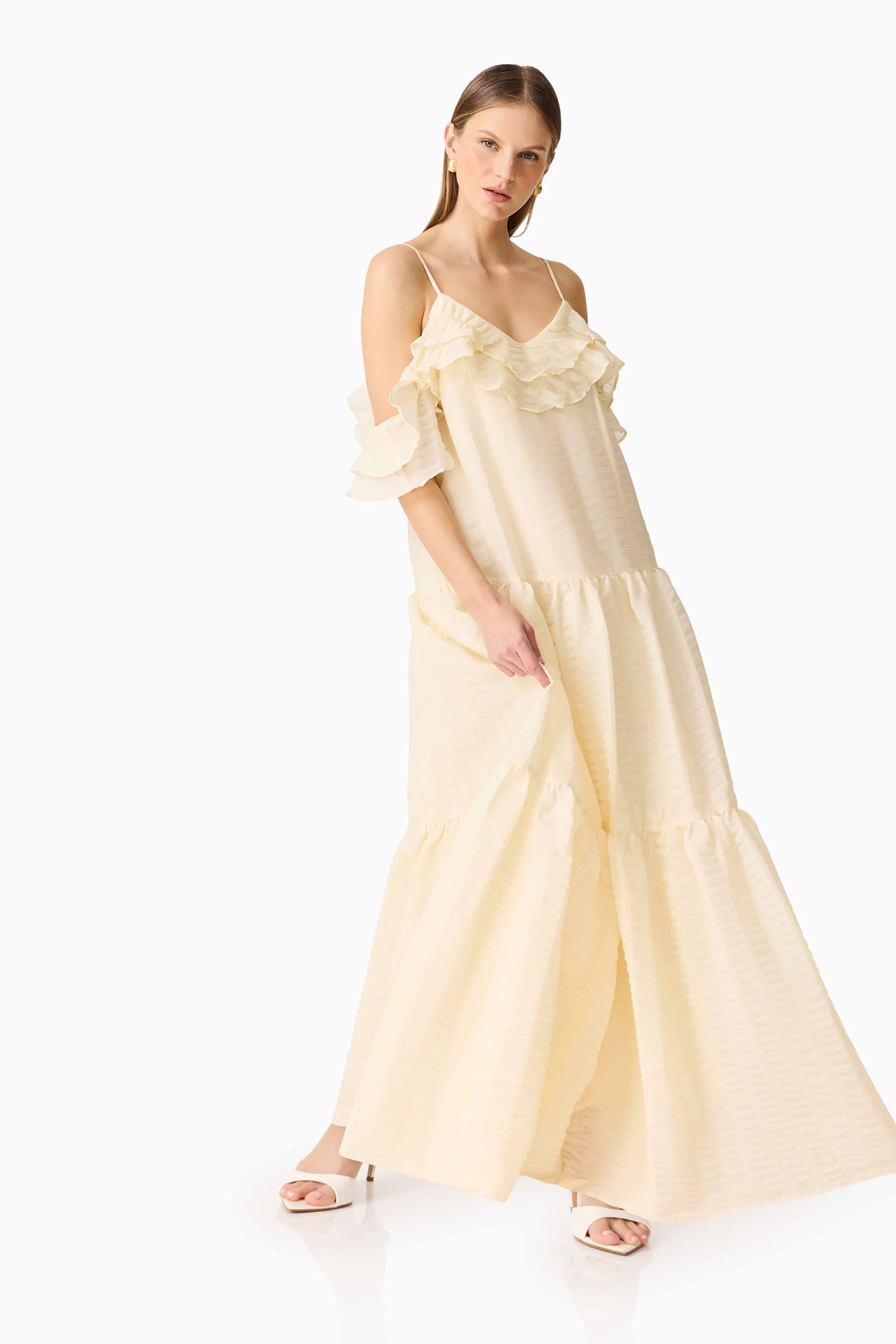 CURAAE Maribelle Maxi Dress in Lemon Yellow