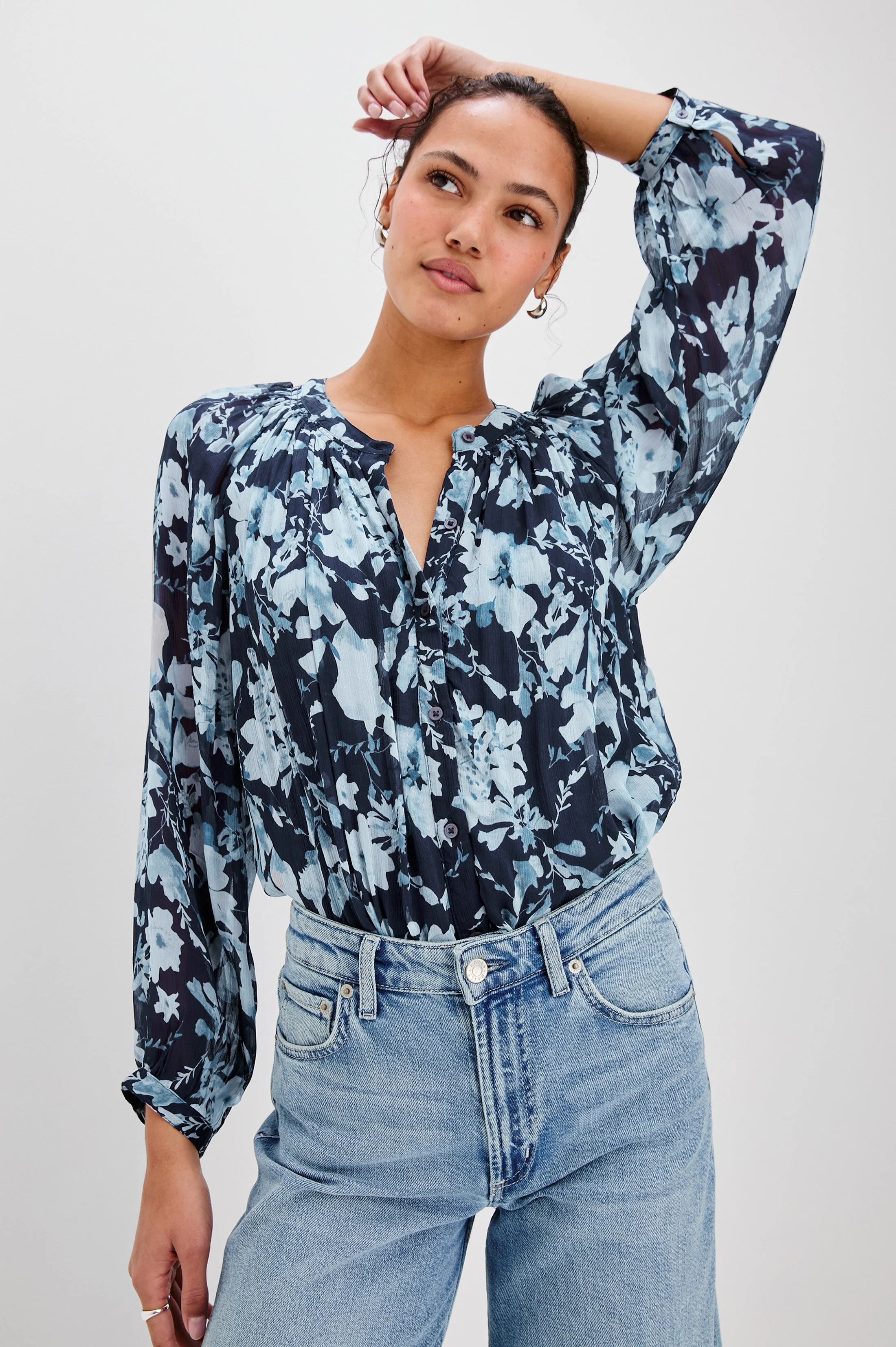 Nessie Top - Indigo Blossoms