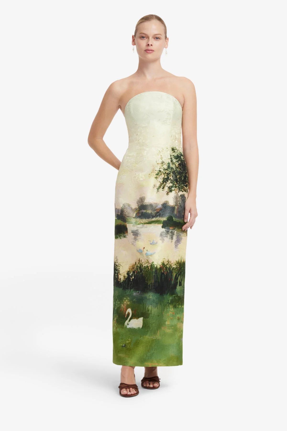 Ava Jacquard Bustier Maxi Dress - Serene Print