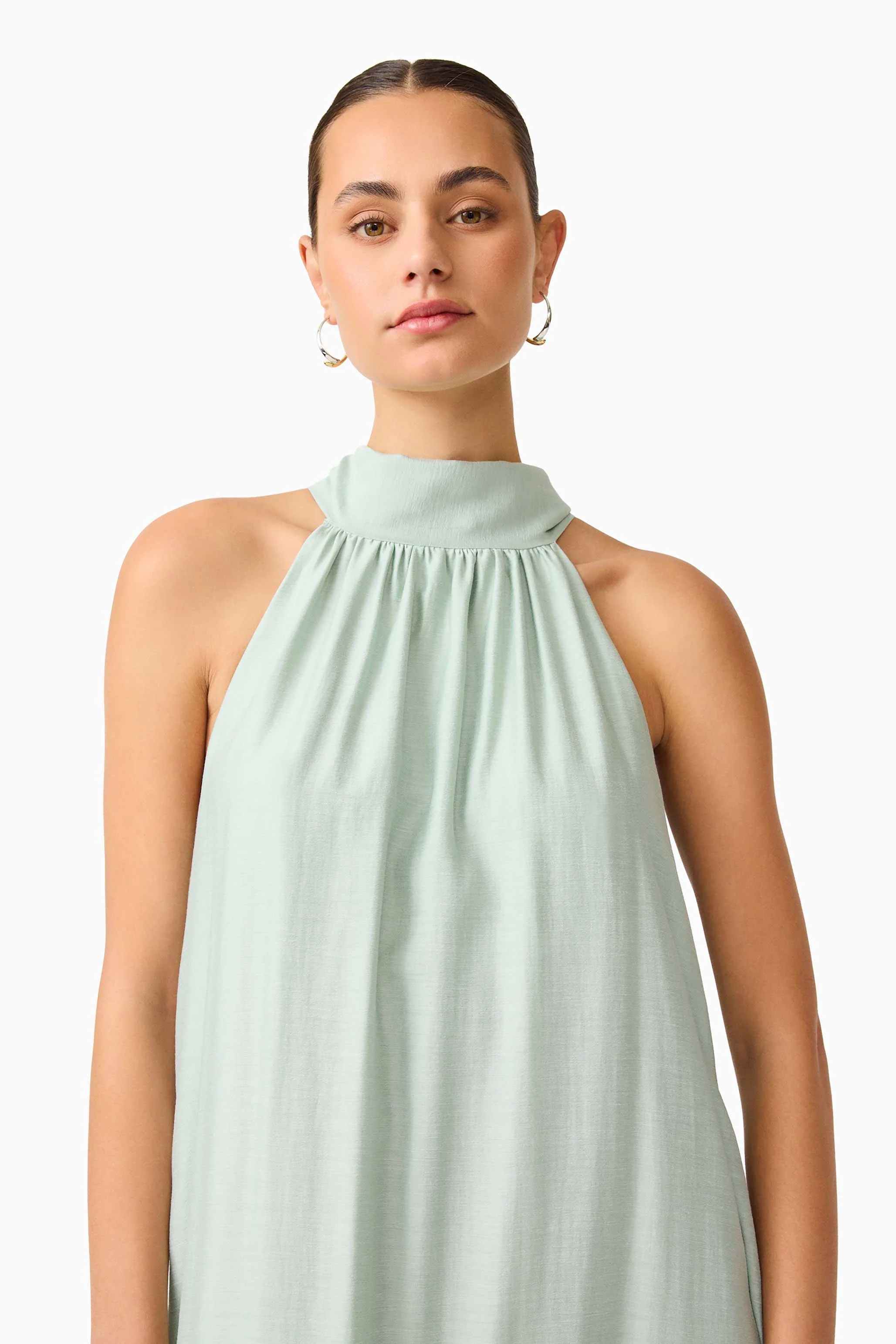 CURAAE Isaline Halter Maxi Dress in Sage Green