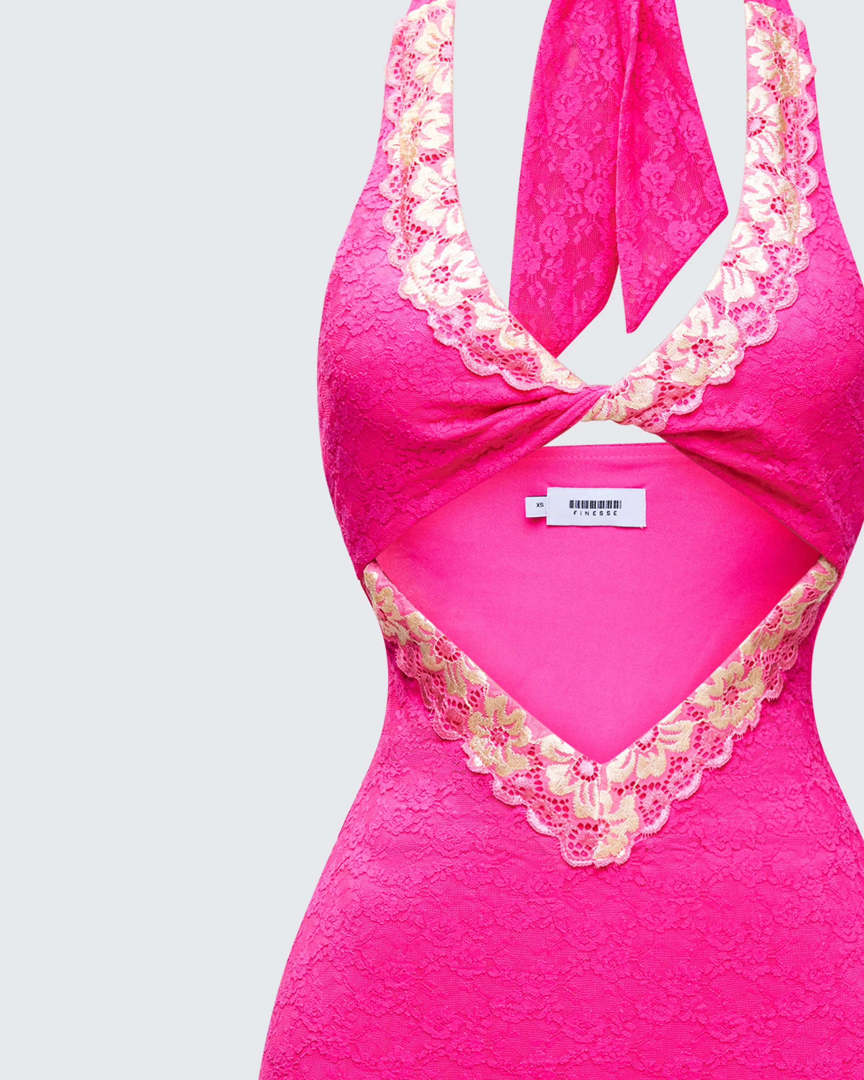 Rinna Pink Lace Cut Out Mini Dress