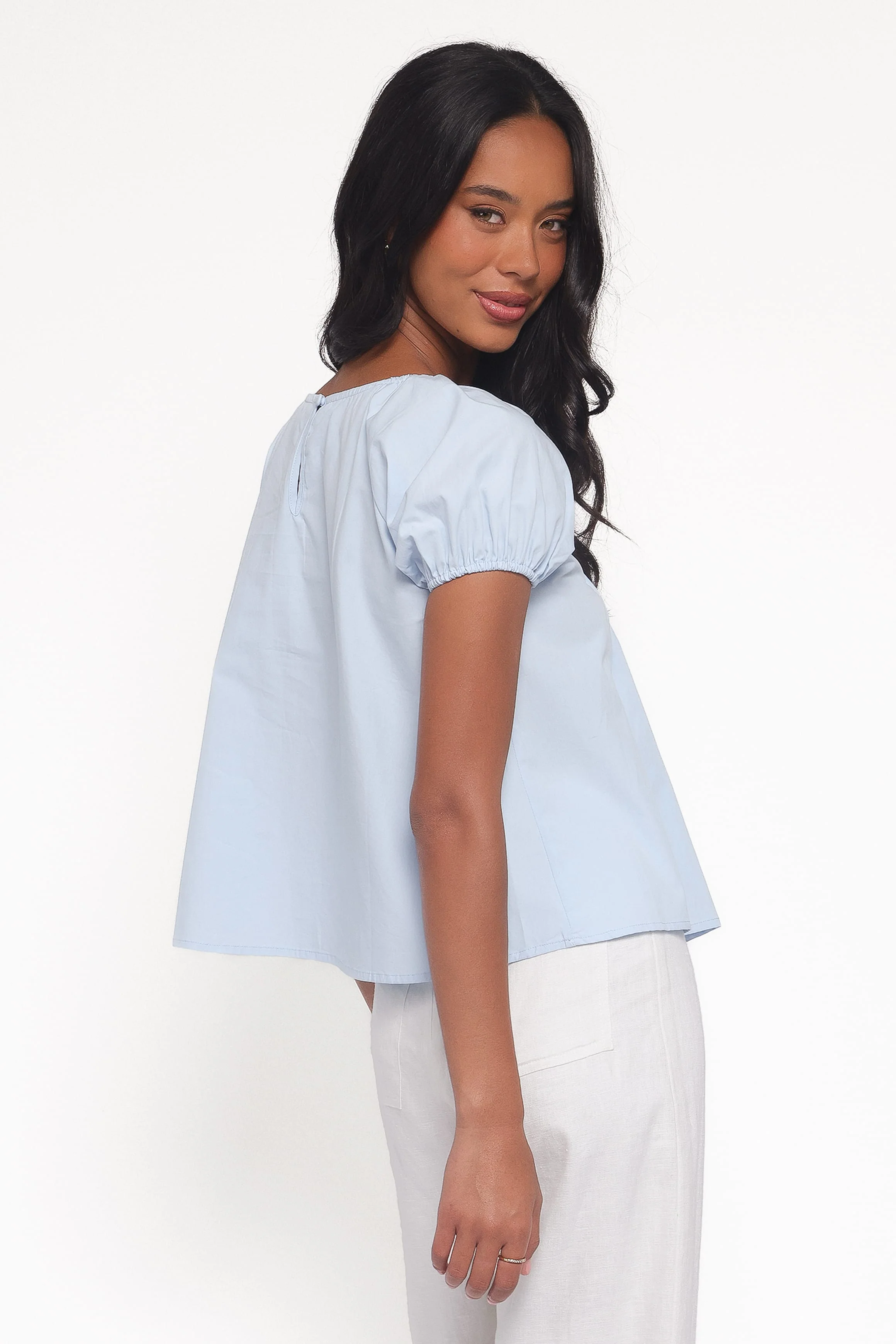 Abbot Pleated Top - Blue
