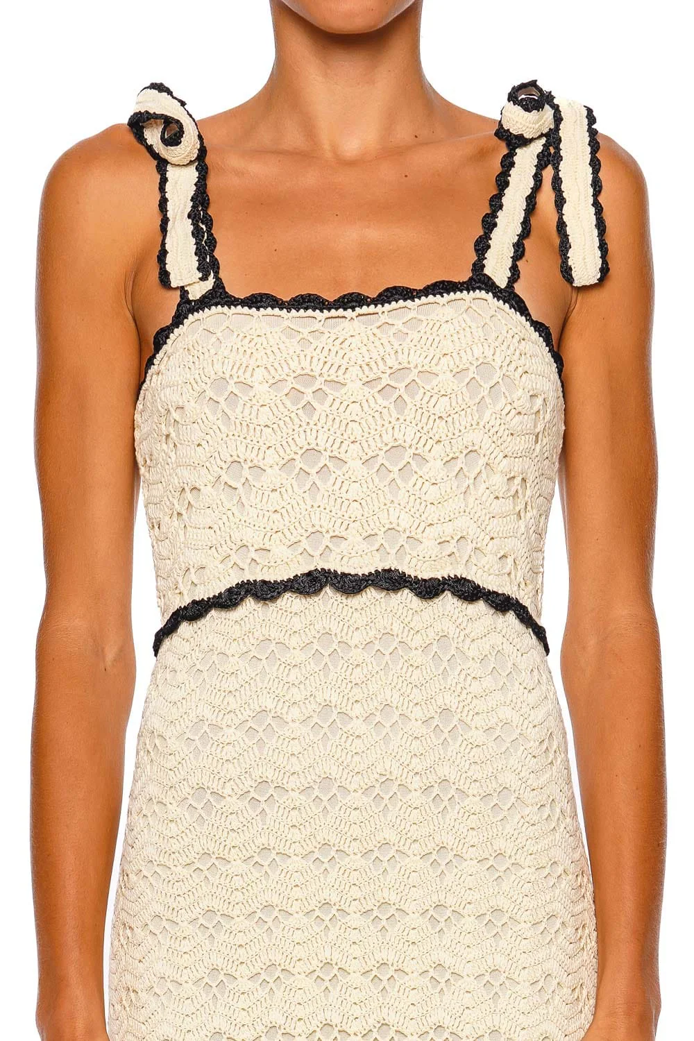 ZIMMERMANN Aster Crochet Tie Shoulder Midi Dress