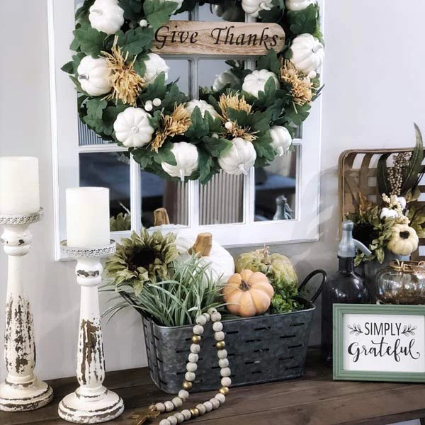 Distressed Wooden Candle Holders  Set of 2