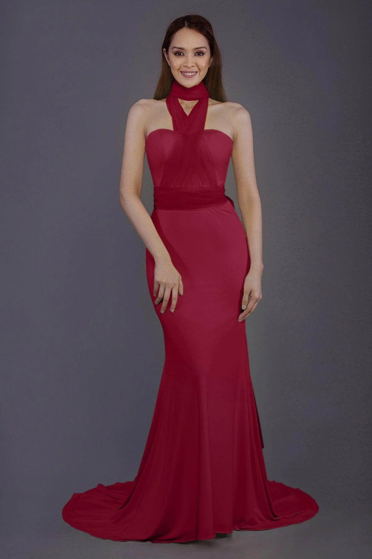 Mermaid Court Train Knitted Fabric Bridesmaid Dress PR3498