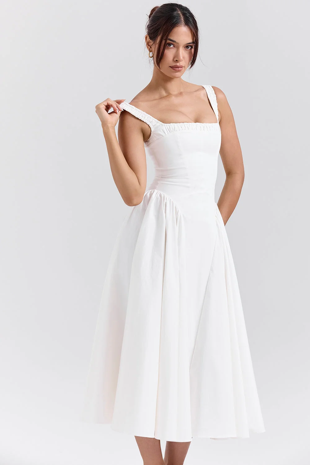 white cotton midi sundress