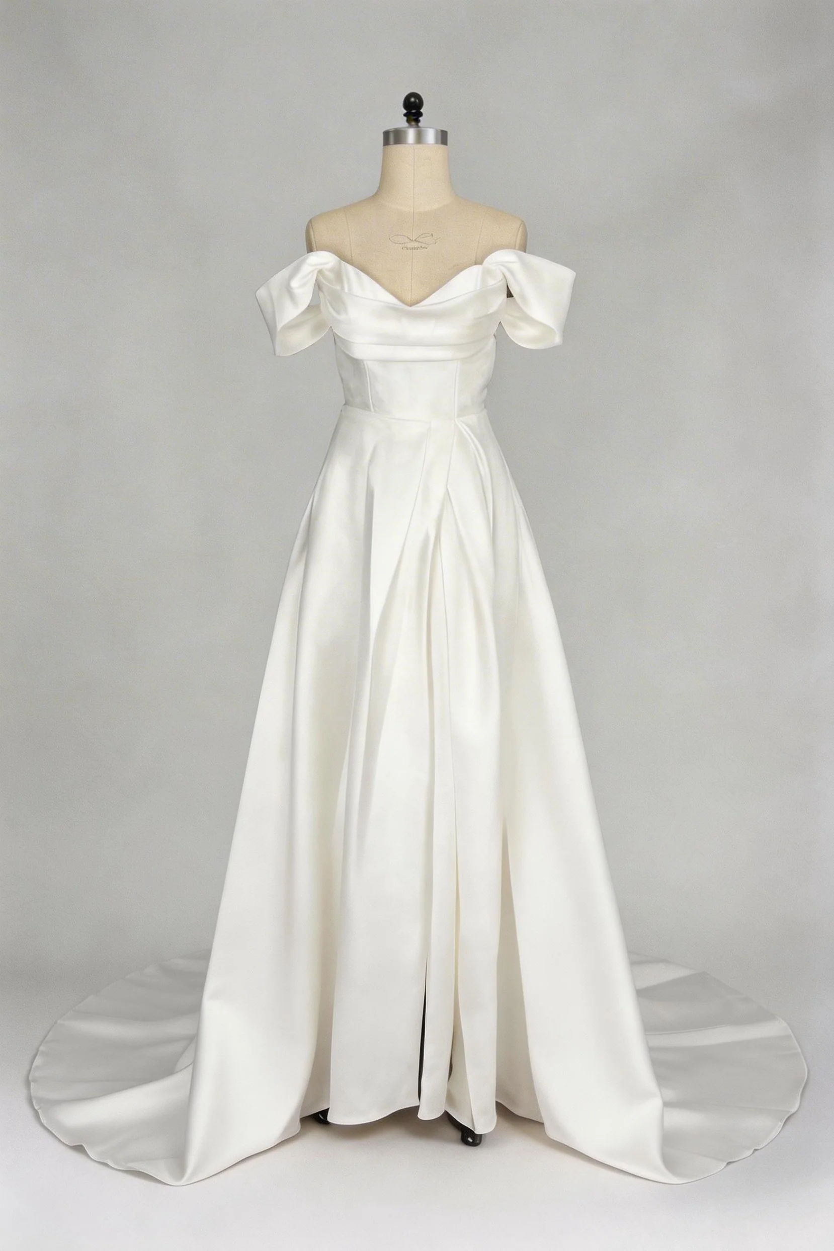 A-Line Court Train Mikado Wedding Dress CW3451