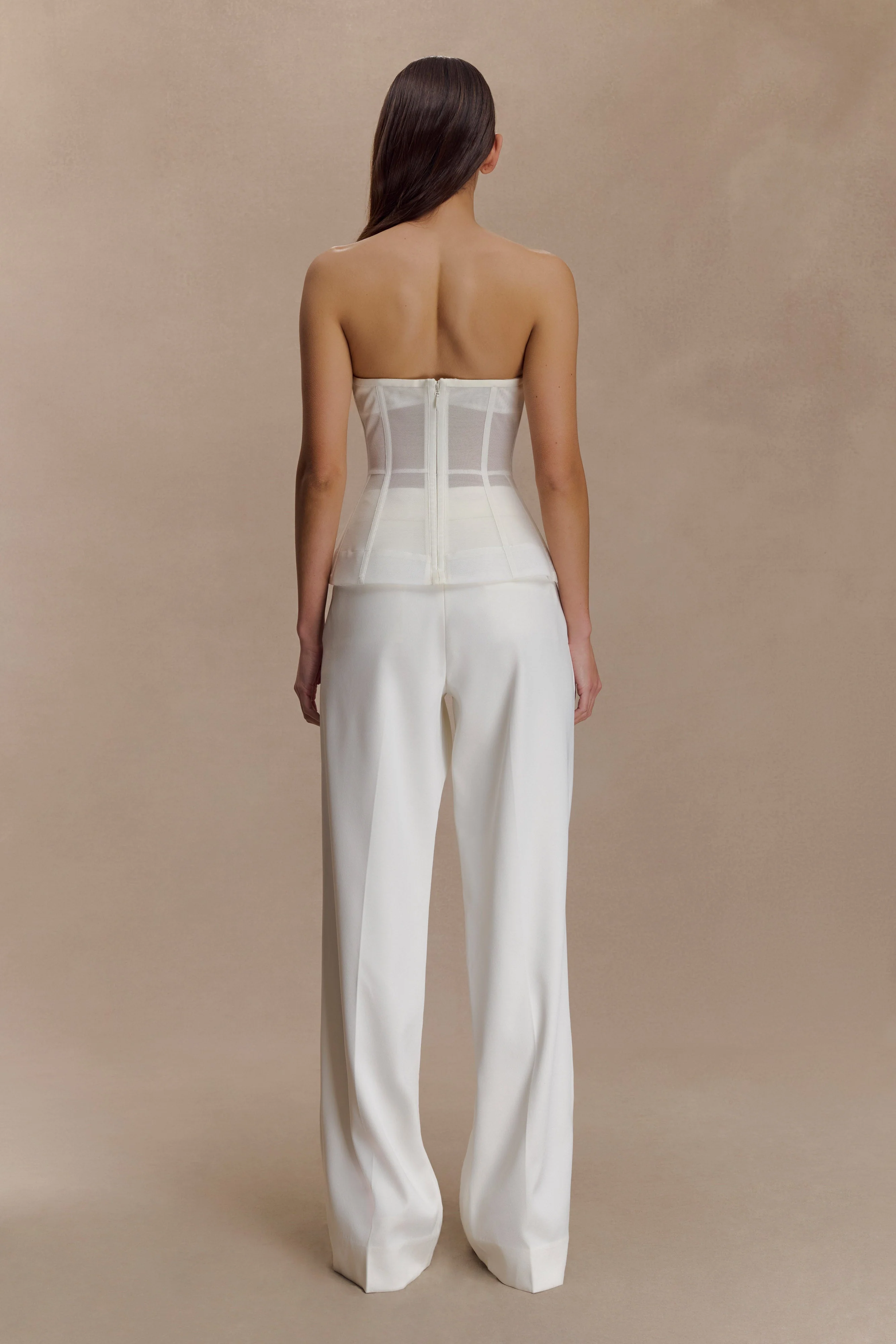 Fatima Satin Straight Leg Pant - White