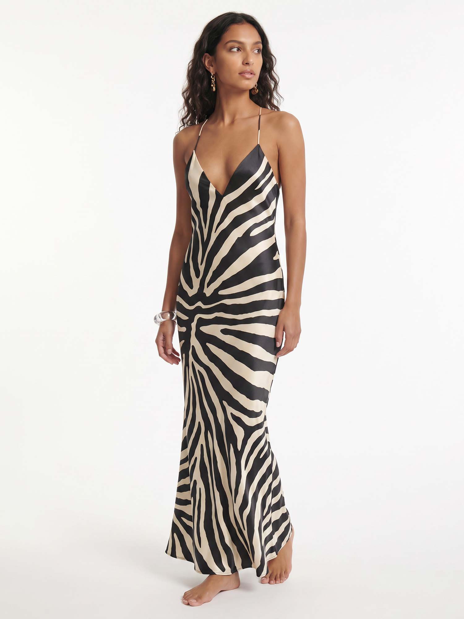 Zebra Print Slip Maxi Dress